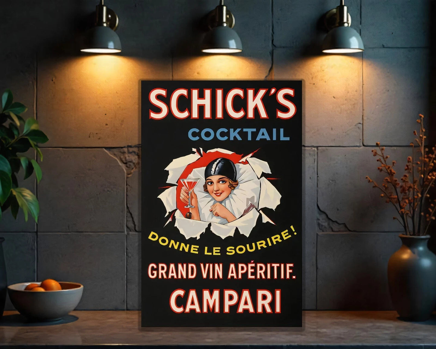 Campari French Schick’s Cocktail Sign - Heavy Metal Cafe Decor