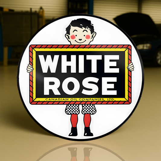 White Rose Gasoline Canadian Oil Sign - Heavy Metal Home & Garage Decor