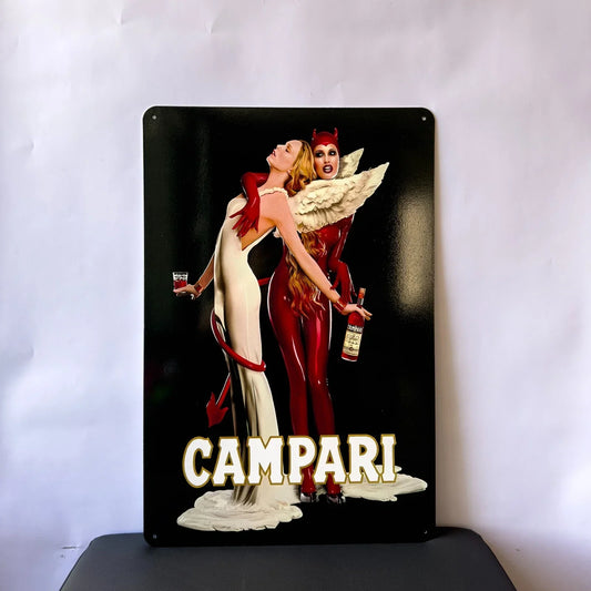 Campari Angel & Devil Duality Heavy Metal Sign – Garage & Man Cave Decor