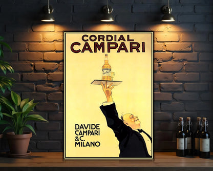 Campari Cordial Elegant Waiter Sign - Heavy Metal Cafe Decor