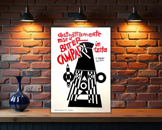 Campari Bitter Distrattamente Futurist Depero Heavy Metal Sign – Garage & Man Cave Decor