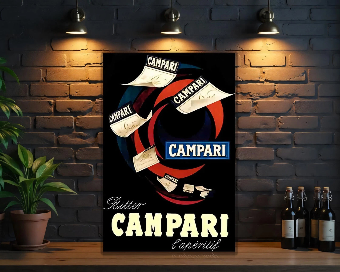 Campari Bitter Spiral Sign – Dynamic Vintage Wall Sign -  Heavy Metal Cafe Decor