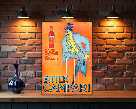 Campari Bitter Milano - Elegant Gentleman Edition Heavy Metal Sign – Garage & Man Cave Decor