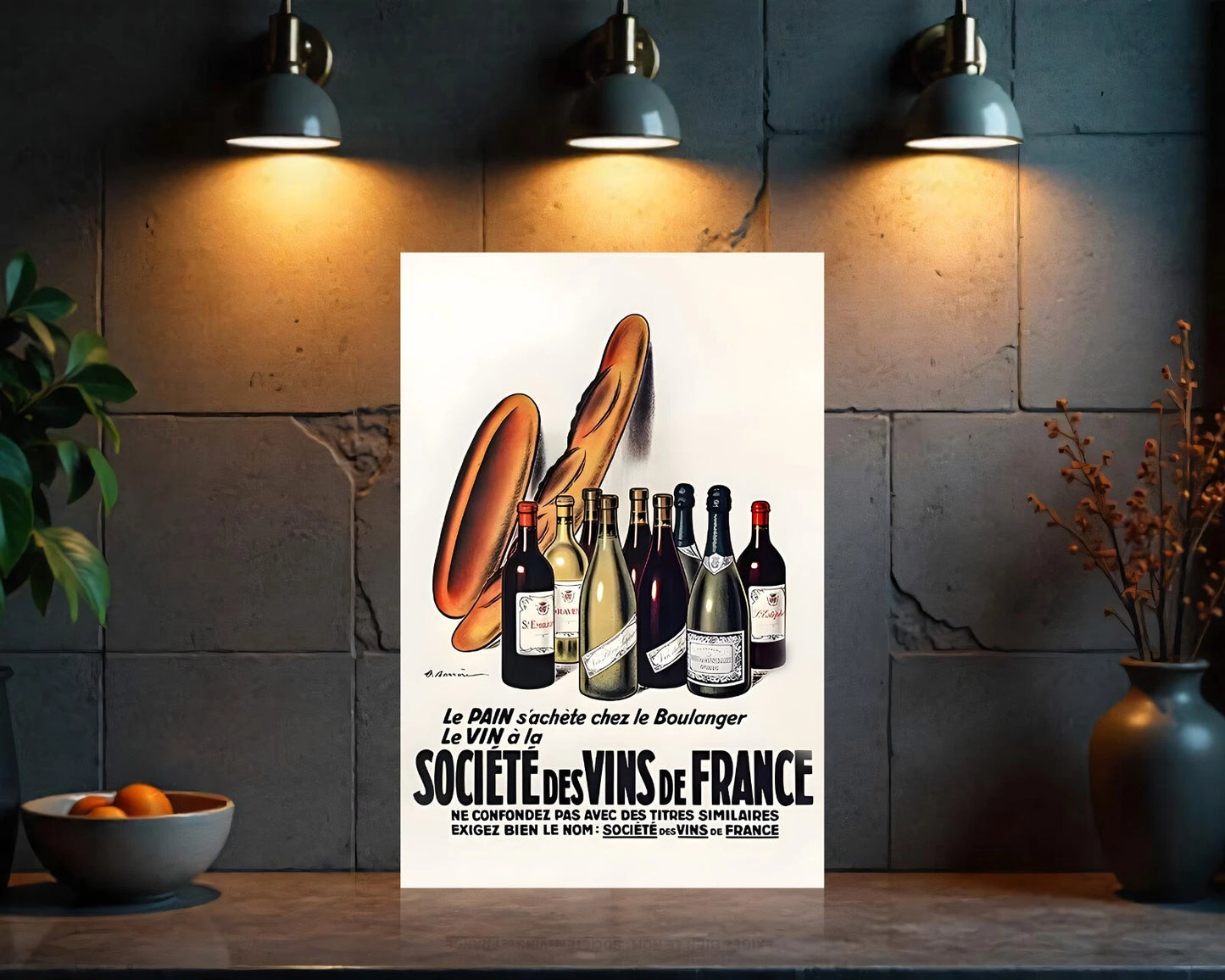 Société des Vins de France Classic French Wine AD Sign - Heavy Metal Cafe & Bar Decor