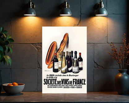 Société des Vins de France Classic French Wine AD Sign - Heavy Metal Cafe & Bar Decor