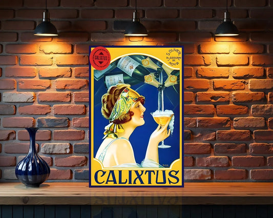Calixtus Spanish Sparkling Wine Heavy Metal Sign – Garage & Man Cave Decor