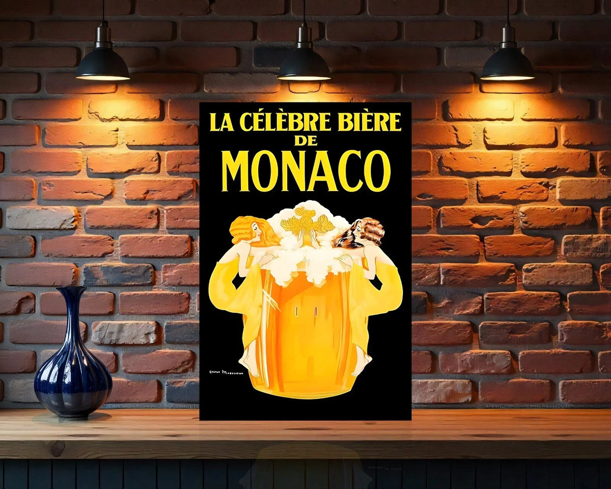 La Célèbre Bière de Monaco Heavy Metal Sign – Garage & Man Cave Decor