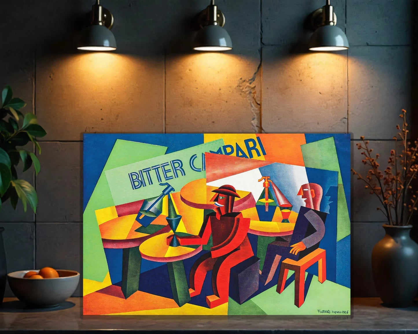 Campari Bitter Bar Scene Cubist Heavy Metal Sign - Heavy Metal Cafe & Bar Decor