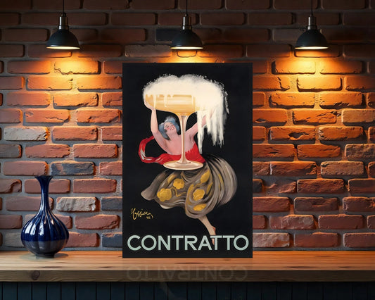 Contratto Champagne 1920s Italian Sparkling Wine Sign  - Heavy Metal Cafe & Bar Decor