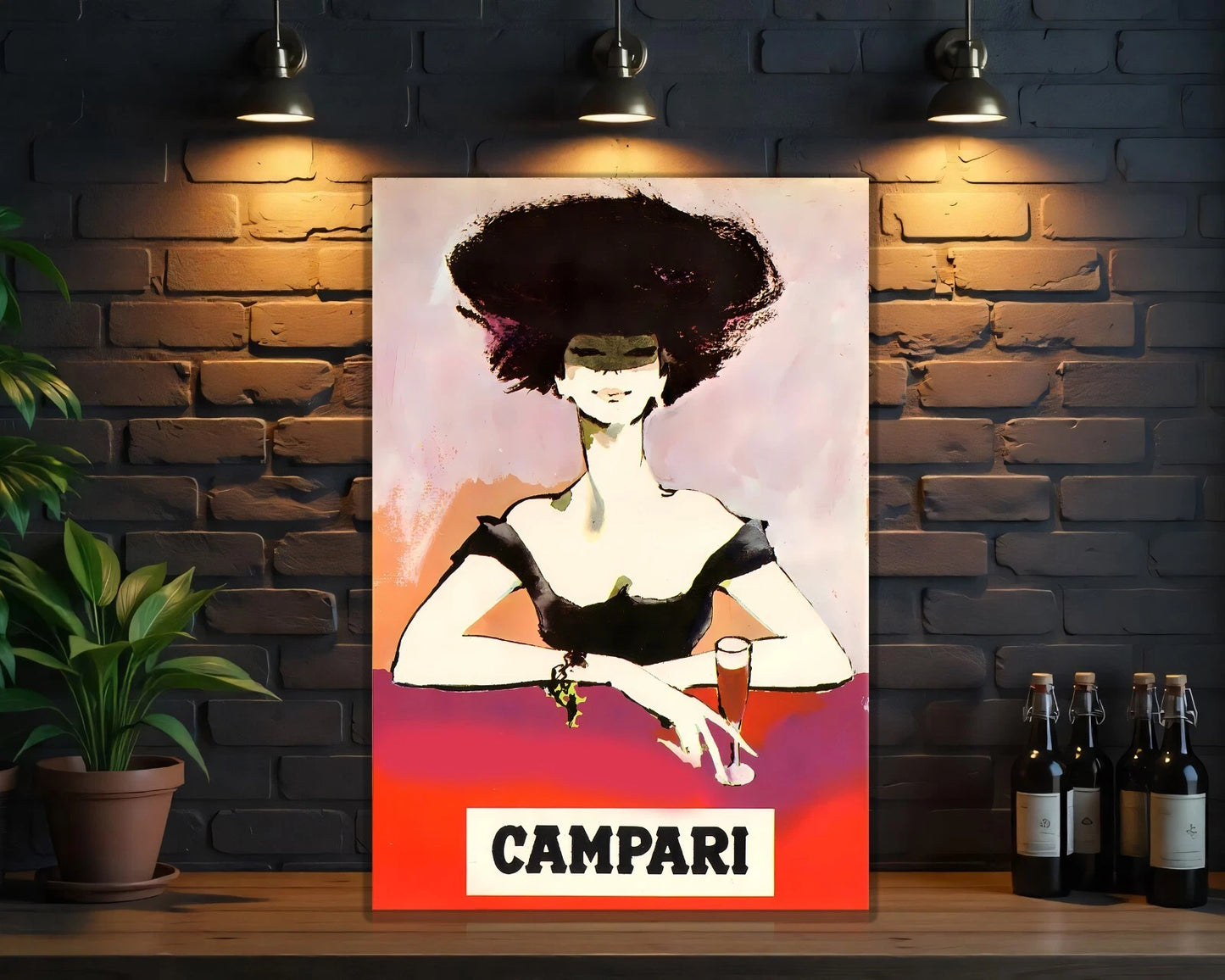 Campari “Afro Lady” Italian Bar Sign - Heavy Metal Cafe & Bar Decor
