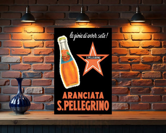 Aranciata S.Pellegrino italian Sparkling Soda Sign - Heavy Metal Cafe & Bar Decor