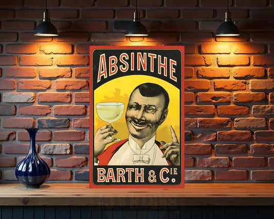 ABSINTHE Barth & Cie Heavy Metal Sign – Garage & Man Cave Decor