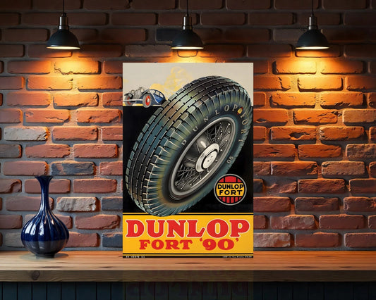 DUNLOP FORT '90' Vintage Sign – Large Heavy Metal Garage & Tyre Sign