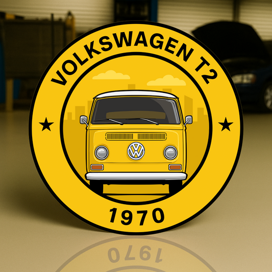 Volkswagen 1970 T2 Kombi Yellow Edition Sign  –  Heavy Metal Garage & Service Sign