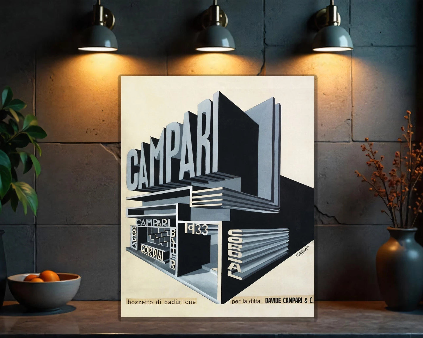 Campari Cordial 1933 Futurist Pavilion Expo Design Sign - Heavy Metal Cafe & Bar Decor