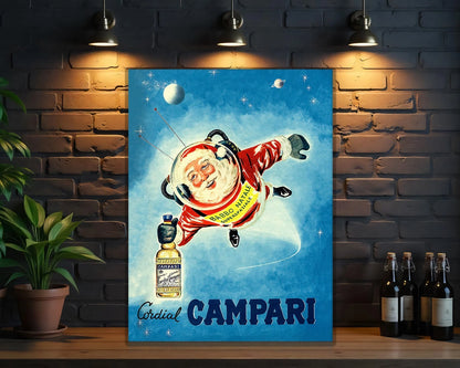 Campari Cordial Space Santa Italian Christmas Sign  - Heavy Metal Cafe & Bar Decor
