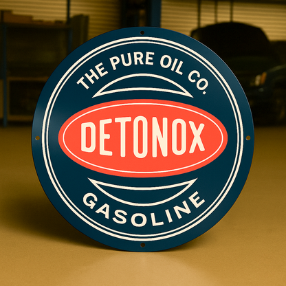 Detonox Gasoline Sign – Heavy Metal Garage & Man Cave Decor