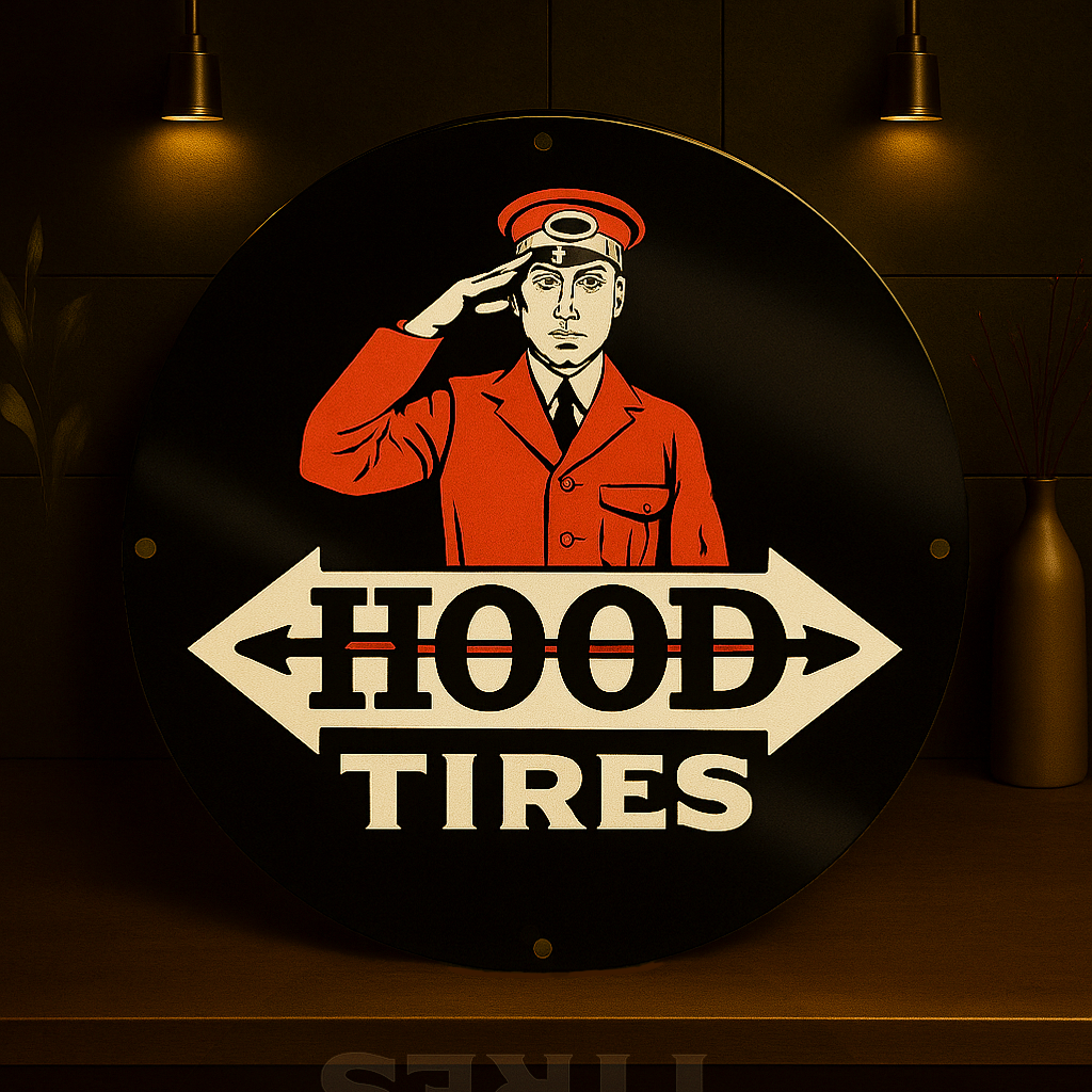 Hood Tires Sign – Heavy Metal Garage & Man Cave Decor