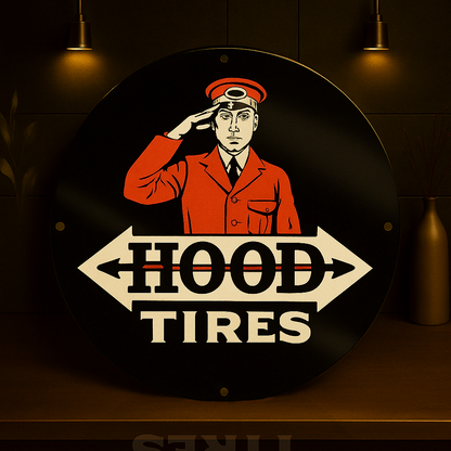 Hood Tires Sign – Heavy Metal Garage & Man Cave Decor