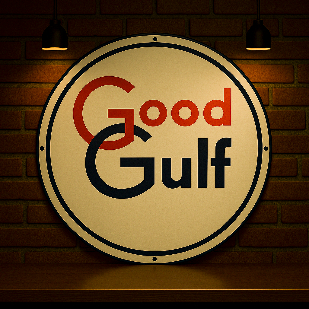 Good Gulf Round Heavy Metal Sign – Garage & Man Cave Decor