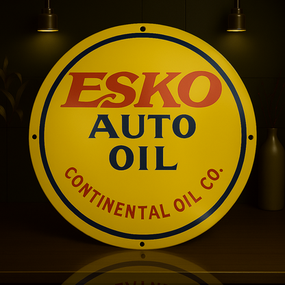 Esko Auto Oil Round Heavy Metal Sign – Garage & Man Cave Decor