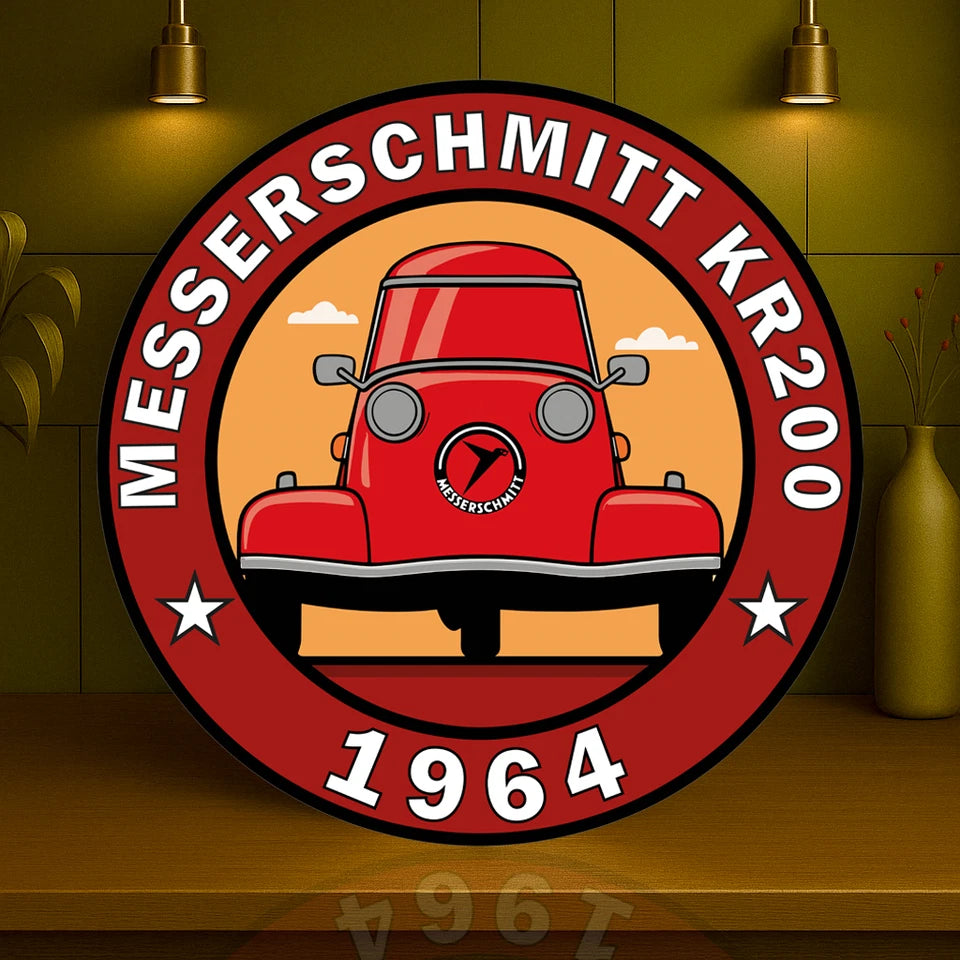 MESSERSCHMITT KR200 (1964) The Microcar Marvel Sign – Glossy Heavy Metal Garage Decor