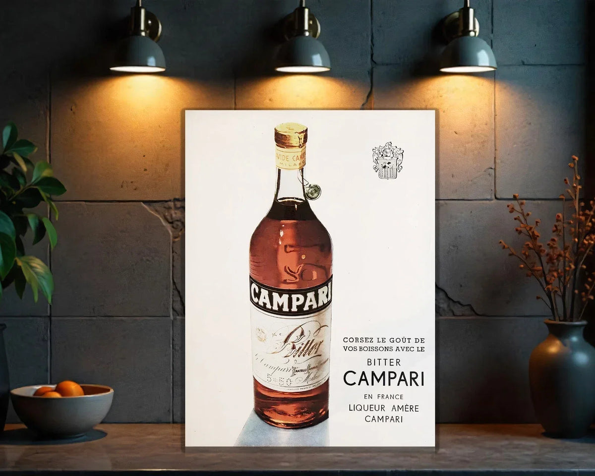 Campari Bitter French - Minimalist Liquor Heavy Metal Sign – Garage & Man Cave Decor