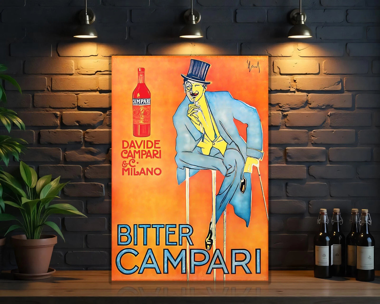 Campari Bitter Milano Sign – Elegant Gentleman Edition – Heavy Metal Cafe & Bar Decor
