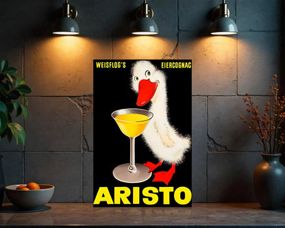 Aristo Weisflog’s Eiercognac Advertising Sign – Heavy Metal Cafe Decor