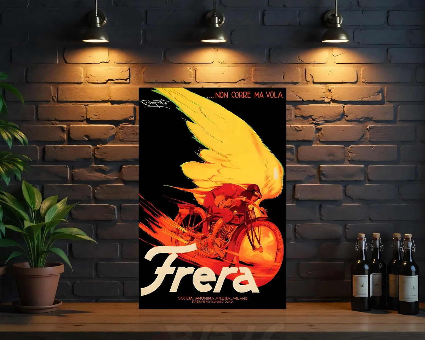 Frera Non Corre Ma Vola  Motorcycle Racing Sign – Large 60x40 cm Heavy Metal Motorcycle Sign