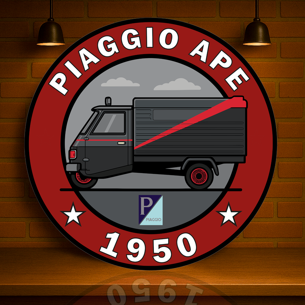 Piaggio Ape 1950 Cargo Edition Sign  –  Heavy Metal Garage & Service Sign