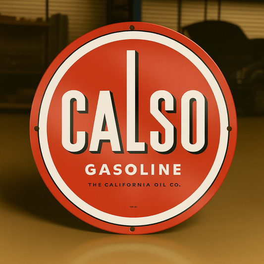 CALSO Gasoline Round Heavy Metal Sign – Garage & Man Cave Decor