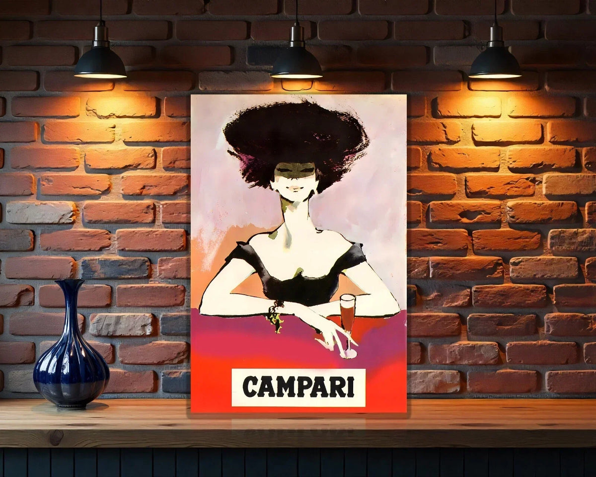 Campari "Afro Lady" Italian Bar Heavy Metal Sign – Garage & Man Cave Decor