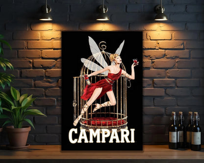 Campari Magical Vintage Fairy in Cage Sign - Heavy Metal Cafe & Bar Decor