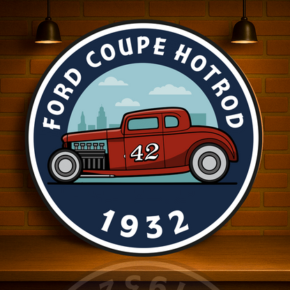 FORD COUPE Hotrod Number 42 Legend  Heavy Metal Sign (1932) – Garage & Man Cave Decor