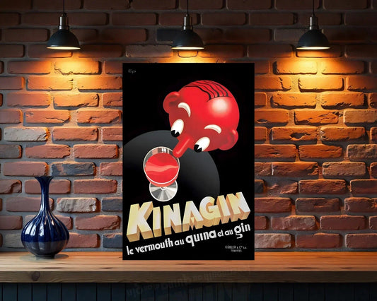 Kinagin Vermouth Mid - Century French Quinine & Gin Heavy Metal Sign – Garage & Man Cave Decor