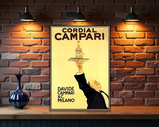 Campari Cordial Elegant Waiter Sign - Heavy Metal Cafe Decor
