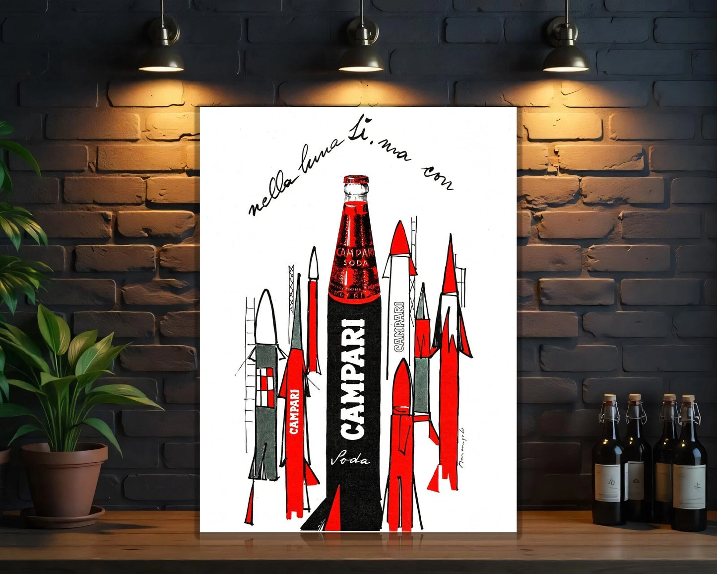Campari Soda Rocket Space Age Sign - Heavy Metal Cafe & Bar Decor