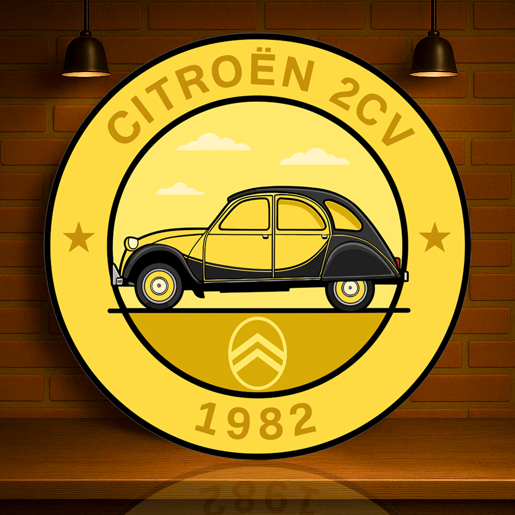 Citroën 2CV (1982) The French Icon of Simplicity Sign  –  Glossy Heavy Metal Garage Decor