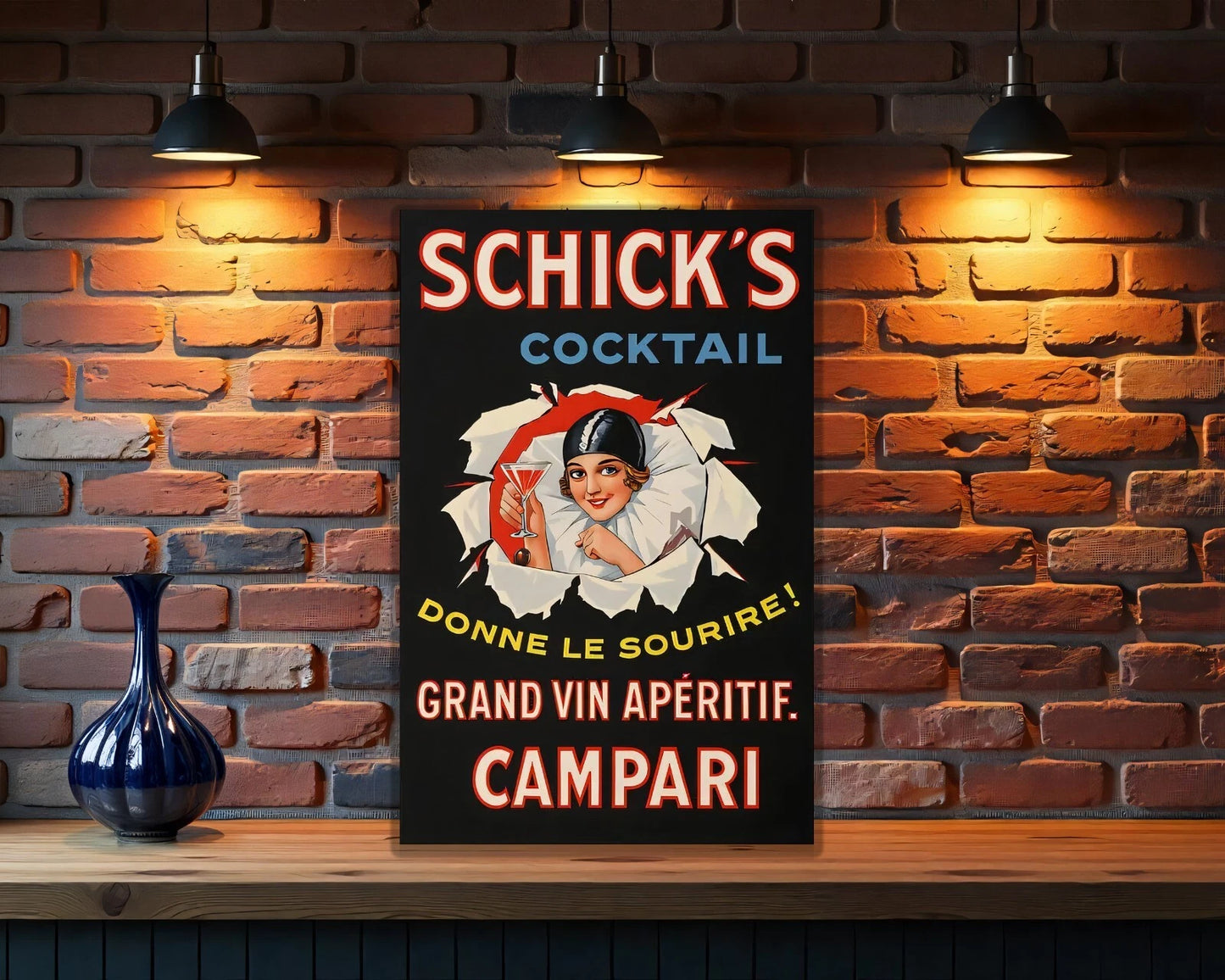 Campari French Schick’s Cocktail Sign - Heavy Metal Cafe Decor