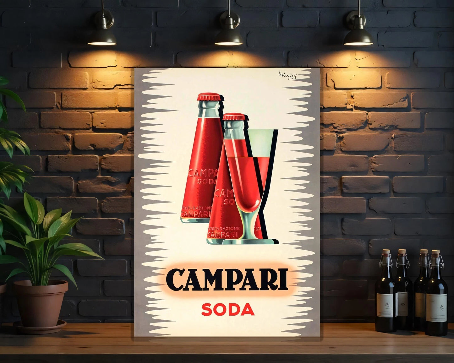 Campari Soda Vintage Retro Italian Beverage Sign - Heavy Metal Cafe & Bar Decor