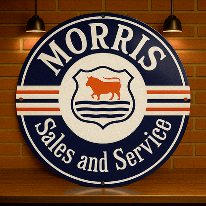 Morris Sales and Service Sign  –  Heavy Metal Garage & Man Cave Decor