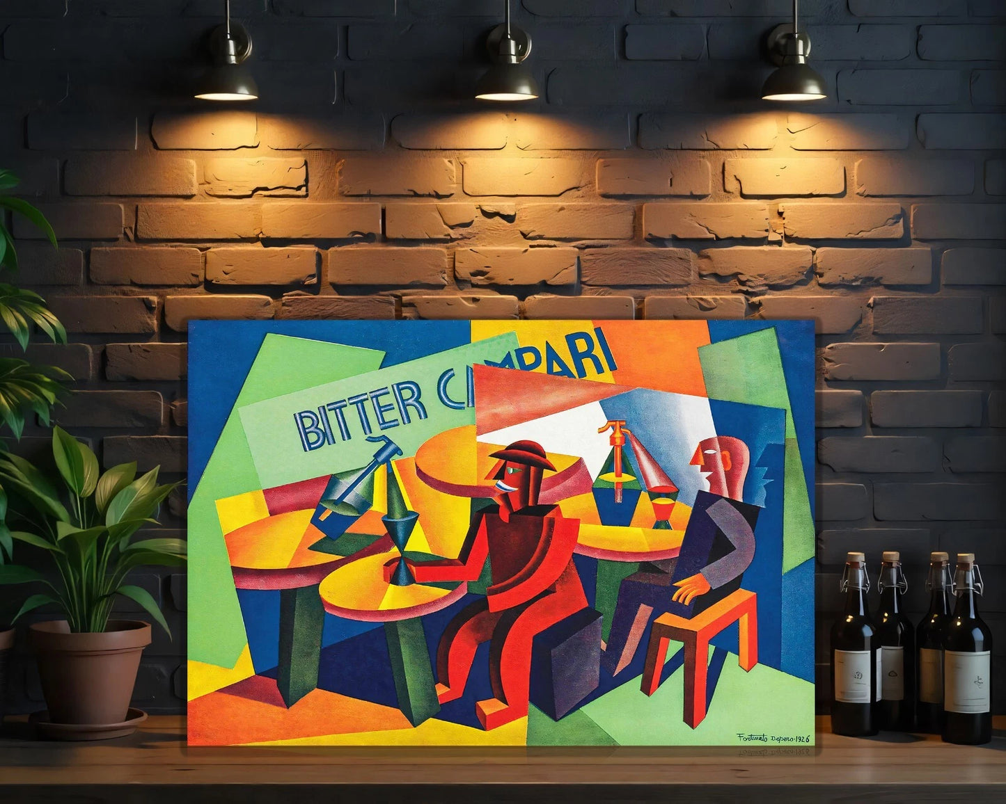 Campari Bitter Bar Scene Cubist Heavy Metal Sign - Heavy Metal Cafe & Bar Decor