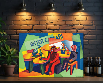 Campari Bitter Bar Scene Cubist Heavy Metal Sign - Heavy Metal Cafe & Bar Decor