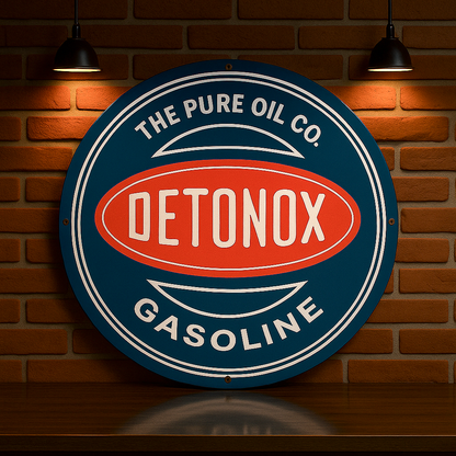 Detonox Gasoline Sign – Heavy Metal Garage & Man Cave Decor