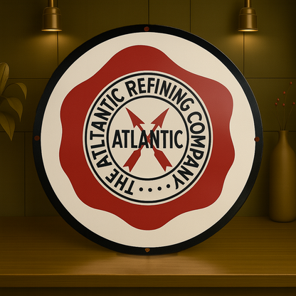THE Atlantic Refining Company Round Heavy Metal Sign – Garage & Man Cave Decor