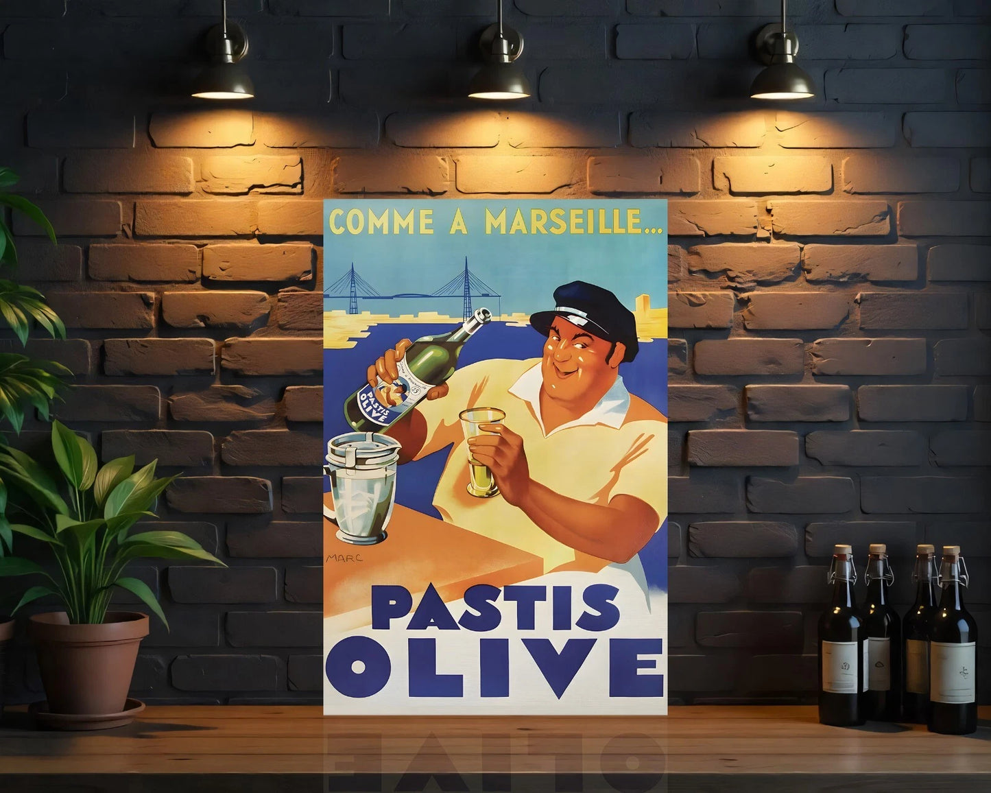 PASTIS OLIVE Vintage Sign- Heavy Metal Cafe & Bar Decor