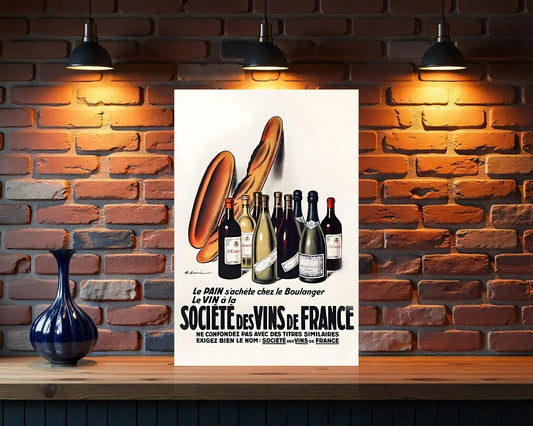 Société des Vins de France Classic French Wine AD Heavy Metal Sign – Garage & Man Cave Decor