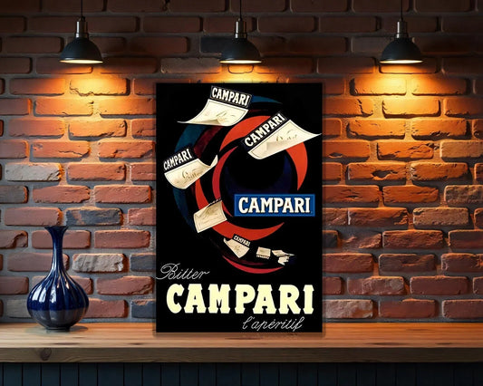Campari Bitter Spiral - Dynamic Vintage Wall Heavy Metal Sign – Garage & Man Cave Decor