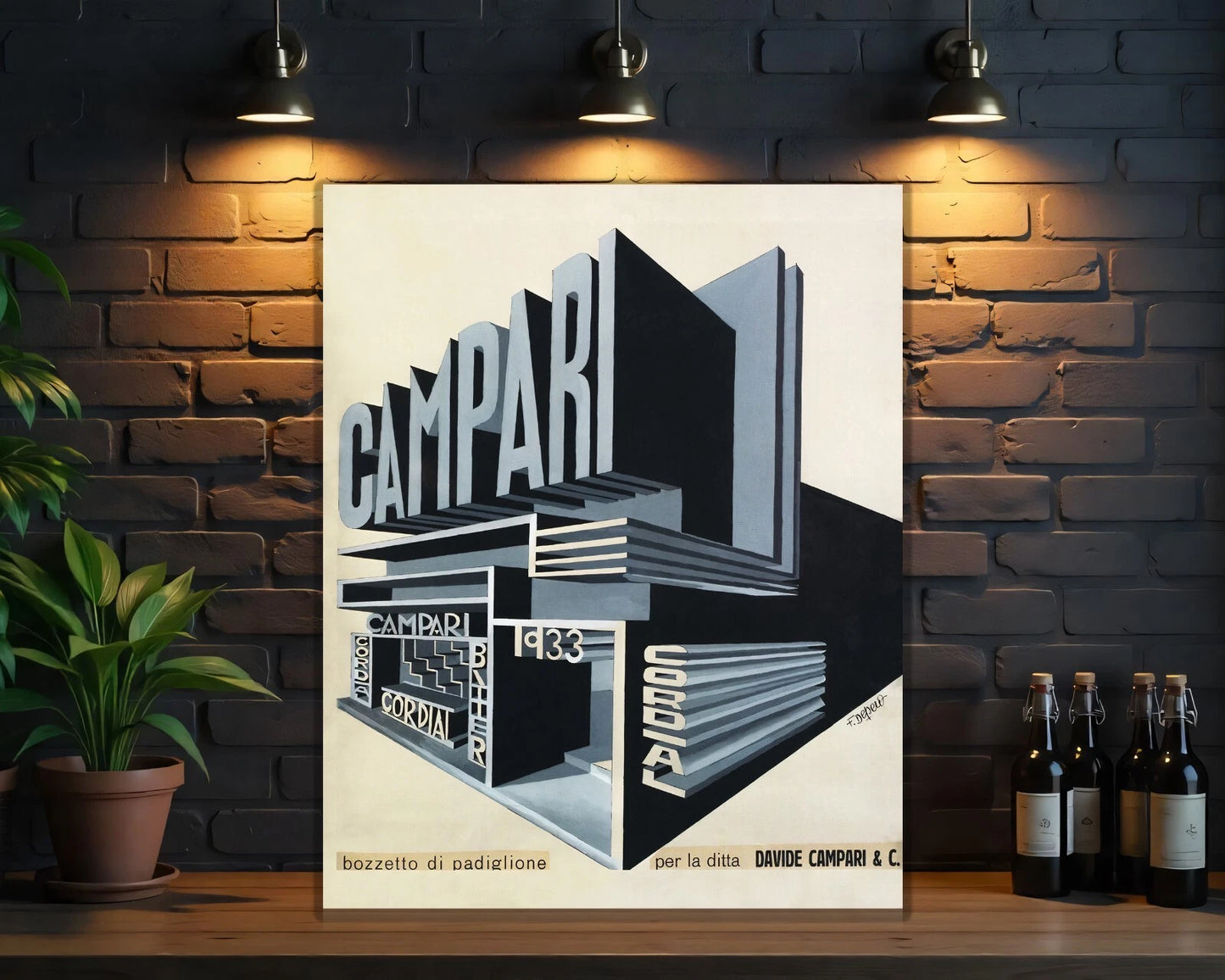 Campari Cordial 1933 Futurist Pavilion Expo Design Sign - Heavy Metal Cafe & Bar Decor